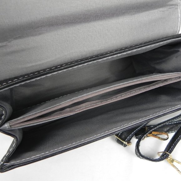 NWT Black Retro Fabric Handbag | Vintage Look Purse - Picture 4 of 10